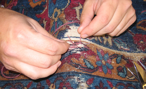 Oriental Area Rug Restoration and Repair - Dallas-Ft. Worth repairing damaged oriental rug